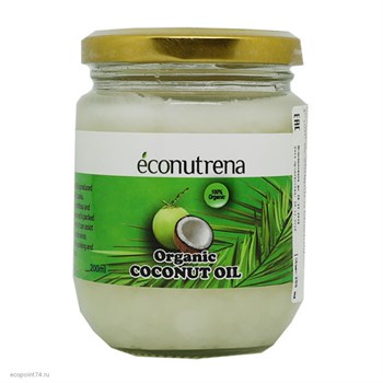 Масло кокосовое органическое, 200мл, Econutrena - фото 15561