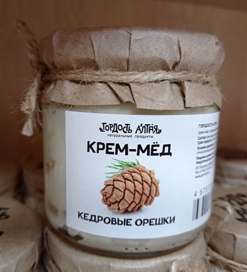 Крем-мед с кедровым орехом, 200г, Гордость Алтая мед05