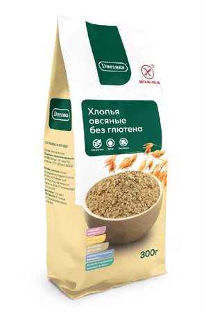 Хлопья овсяные без глютена крупные, 300г, Диетика дтк13 - фото 19480