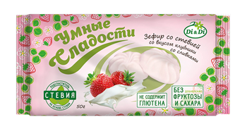Зефир со стевией Клубника со сливками, 50г, Умные сладости ди31 - фото 19768