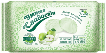Зефир со стевией Зеленое яблоко, 50г, Умные сладости ди30 - фото 19770