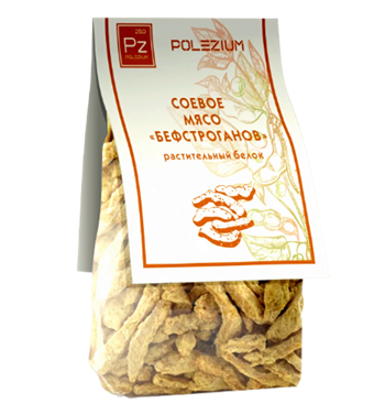Соевое мясо"Бефстроганов", 250г, Polezium дп21