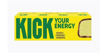 Батончик кокосовый Лимон-Имбирь, 45г, Kick кик29