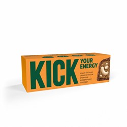 Батончик кешью с какао и маслом апельсина в карамельном шоколаде, 45г, Kick кик15