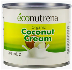 Сливки кокосовые органические 22%, 200мл, Econutrena