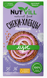 Снеки-Хлебцы льняные Лук без глютена, 70г, Nutvill натвилл36