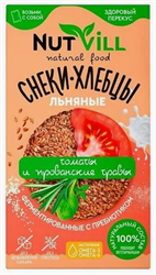 Снеки-Хлебцы льняные Томаты и прованские травы без глютена, 70г, Nutvill натвилл37