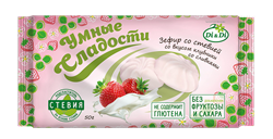 Зефир со стевией Клубника со сливками, 50г, Умные сладости ди31