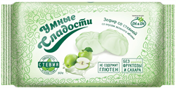 Зефир со стевией Зеленое яблоко, 50г, Умные сладости ди30